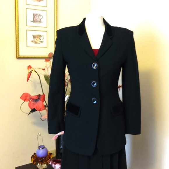 VTG LIZ CLAIBORNE Collection Women's High Quality Lined Black Blazer Jacket 10 - Picture 7 of 11